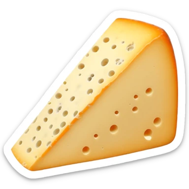 A wedge of Saint-Nectaire cheese, orange-grey mottled rind, pale yellow supple inside, smooth cut surface with a few tiny holes, rustic wrinkled rind, no board or extras, soft lighting, subtle shadows, emoji scale sticker