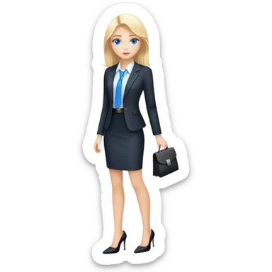 A blond girl blue eyes, Business Outfit, wearing black high heels, Whole body  sticker