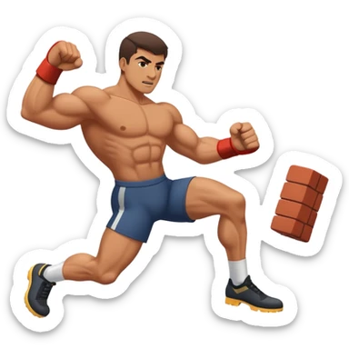 Man kicking a brick sticker