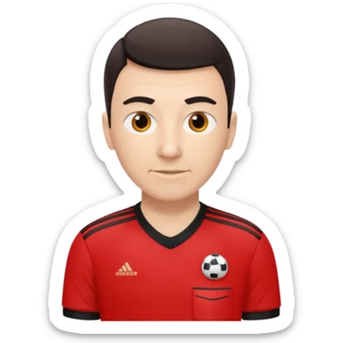 Do a simple soccer referee emoji with a red adidas shirt sticker