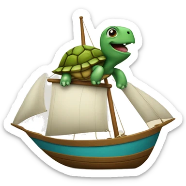Turtle riding on a sailboat sticker