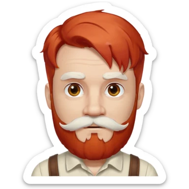 very white bearded and white mustached, red haired, wearing ear accessories sticker