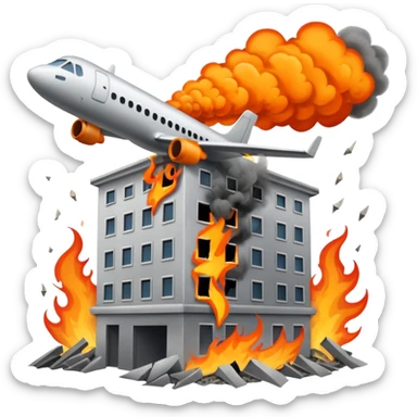 Plane crash into building sticker