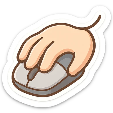 cartoon chibi style hand controlling computer mouse sticker