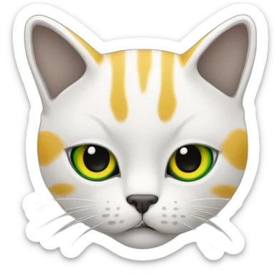 Gato blanco con un ojo verte y el otro amarillo sticker