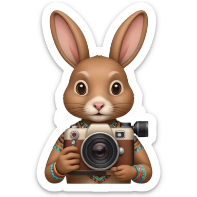 rabit, tribal ethnic ancient rabit with camera sticker