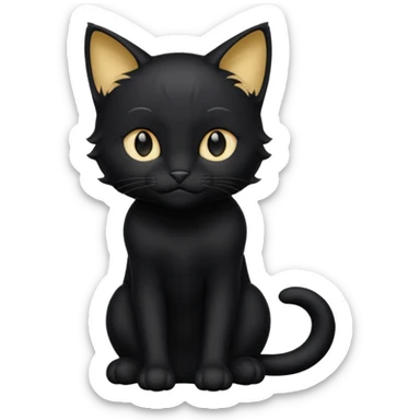 Chat noir peinture mignon assise peinture sticker