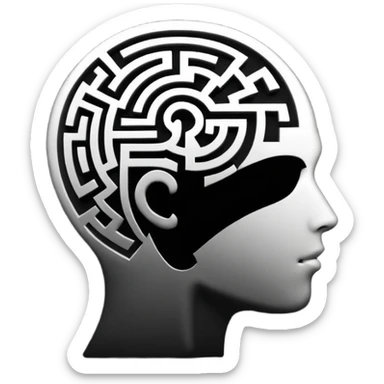 silhouette of a head with a maze inside sticker