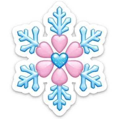 snowflake pink heart color white baby blue and baby pink glitter glow basic realist BOW EGIRLS WANTS THIS EMOJI CUTE KAWAII sticker