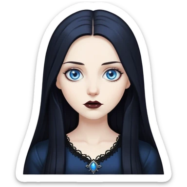 Gothic long haired pale woman with blue eyes sticker