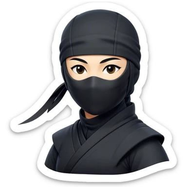 Clash of Clans aesthetic: Beautiful and Majestic Ninja Portrait Emoji, Rendered in serene poise with a gentle, confident smile and a refined masked visage, showcasing a sleek, artfully poised figure exuding calm and determined elegance in natural skin tone, Simplified yet exquisitely endearing features, highly detailed, glowing with a soft, drowsy nocturnal light, high shine, relaxed and utterly noble, stylized with an air of timeless stealth, soft glowing outline, capturing the essence of a majestic ninja whose graceful presence inspires epic covert adventures! sticker
