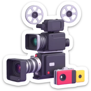 video camera with film reels sticker
