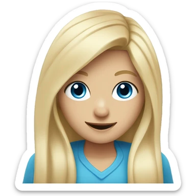 blue eyed girl with long blonde hair and long eyelashes, giving thumbs up sticker