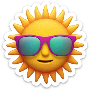sporty sun, with sporty sunglasses, 80s style sticker