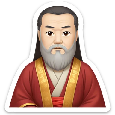 Cinematic Realistic Confucius Portrait Emoji, depicted as a wise ancient philosopher in traditional robes with a serene, contemplative expression, rendered with soft timeless textures and harmonious natural lighting that captures his enduring wisdom. sticker