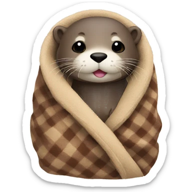 otter cozy in blanket sticker
