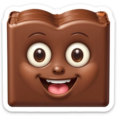  chocolate bar with eyes and mouth looking at the camer sticker