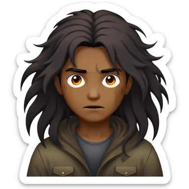 Cabelo:Longos e escuros, bagunçados como se estivesse saindo de um apocalipse sticker
