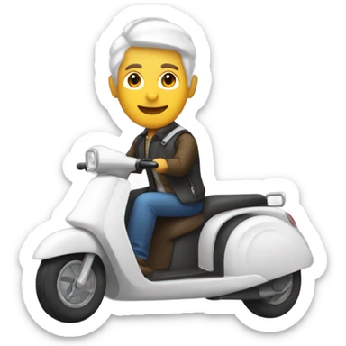 persona con sobre un scooter, la persona lleva un polo blanco, logo ANDES. sticker