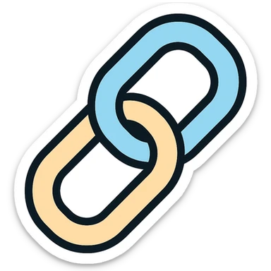 light blue and light beige link icon sticker