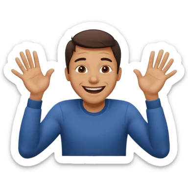 A man is laughing with his head siting on the table and his both hands are knocking the table sticker