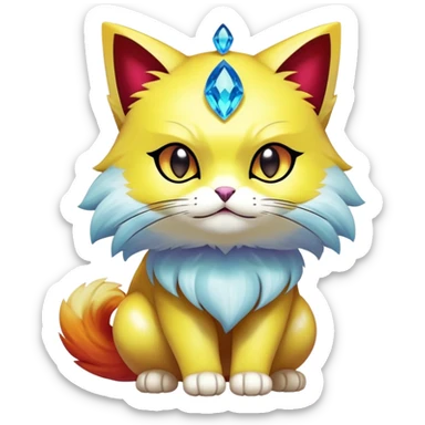 Shiny Elemental Exotic Persian-Delcatty-Pokémon-Fakémon-hybrid-creature (full body) sticker