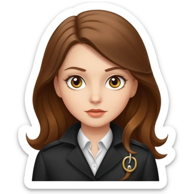 white long brunette hair girl with hazel eyes who is a spy sticker