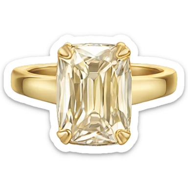 Gold Elongated Cushion cut diamond ring sticker