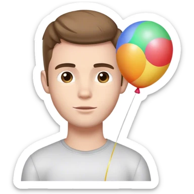 Liam holding a balloon sticker