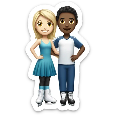 Figure skater girl with hockey player boy sticker