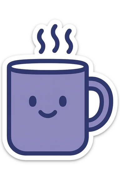 purple coffee mug, minimal, flat, no text sticker