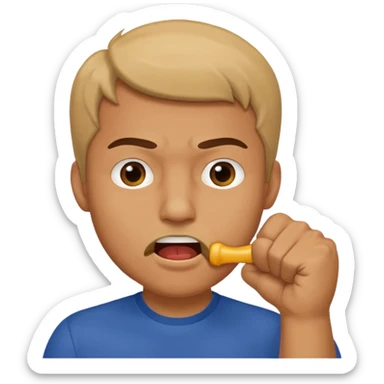 Man putting his fist in his mouth sticker
