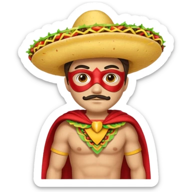 a hero who wear Taco costume  with a hero mask  sticker