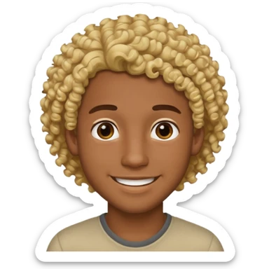 Chico joven latino, piel muy morena, pelo rubio rizado sticker