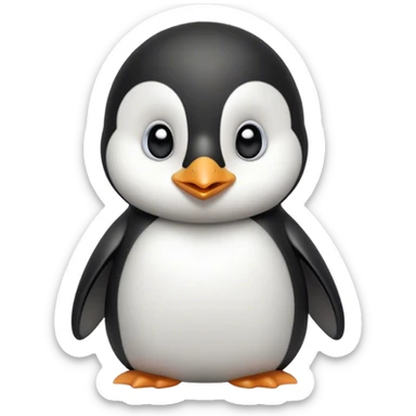 Cinematic Noble Baby Penguin Portrait Emoji, Poised with an air of innocent regality, featuring soft, downy feathers in crisp black and white and wide, soulful eyes, Simplified yet sharp and sophisticated features, highly detailed, glowing with a gentle, dignified polar glow, high shine, intelligent and charming, stylized with an air of cherubic majesty, focused and attentive, soft glowing outline, capturing the essence of a tiny arctic noble that feels as though it could waddle out of the screen with effortless authority! sticker