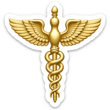 monotone color golden caduceus sticker