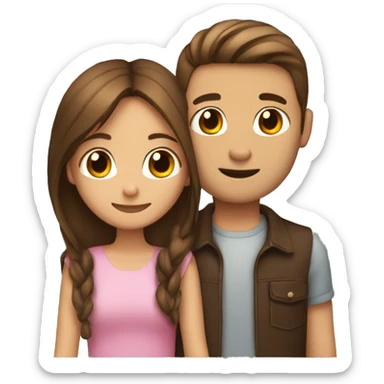 Girl with long straight brown hair hugging a guy with short brown hair sticker