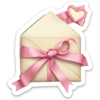 vintage love letters in envelope tied with a baby pink ribbon  sticker