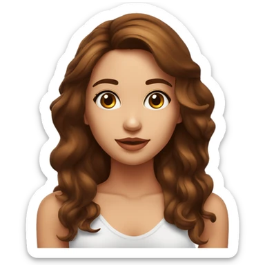 Una chica con cabello obdulado casi rizado marron oscuro con media cola piel trigeña ojos marrones contextura delgada y ya sticker