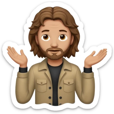 John the Baptist with wavy hair, plain clothes, standing in water, emoji style sticker