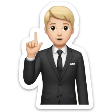 mach mir einen trader an der börse der tradet der so mit einer hand hinter sich deutet um anzig sticker