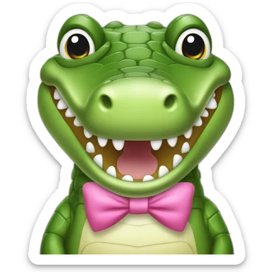 Girlie Crocodile with a pink bow tie on the head sticker