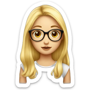 Fille blonde cheveux longs lunettes mignonne en feu sticker