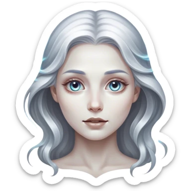 Cinematic, Ultra realistic 32k HD, hauntingly beautiful woman, Balanced features, highly detailed, glowing with silver light, high shine, remembrance, a painting of white silver, fanciful, enchanting, ghostly. The image is so lifelike it feels as though it could leap off the canvas at any moment sticker