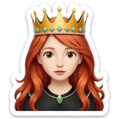 red-haired long hair princes with crown mustace. dark outfit sticker