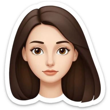 a brunette with thin nose almost sharp jaw line perfect eye brows and long hair  sticker