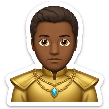 Otello with dark skin, dark brown hair, gold outfit sticker