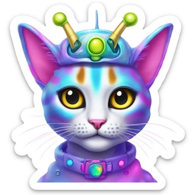 Lisa frank alien cat with antennas on head ￼ sticker