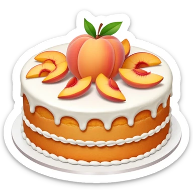 An aesthetic peach cake 🍑, with white decorations and peach pieces. sticker