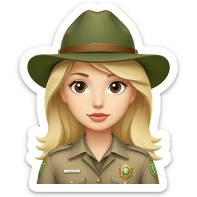 Blonde luxury model national park ranger sticker